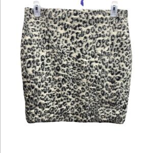 Ann Taylor Wool Blend Cheetah Print Pencil Mini Skirt Size 14P